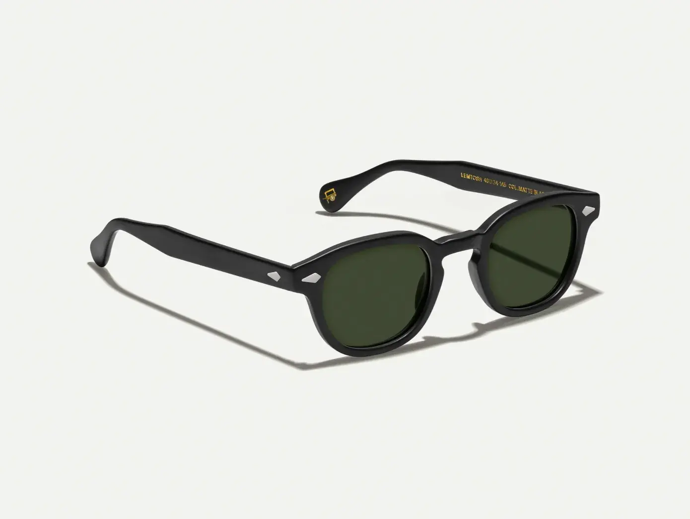 Gafas de sol Moscot Lemtosh Sun en acetato negro mate con lentes G-15
