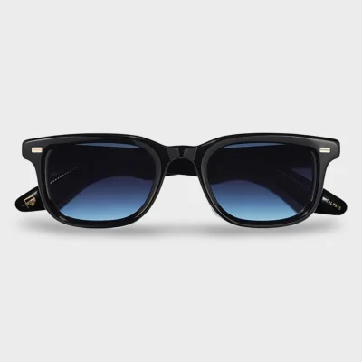 Gafas de sol Moscot Klutz Sun negras con lentes Denim Blue