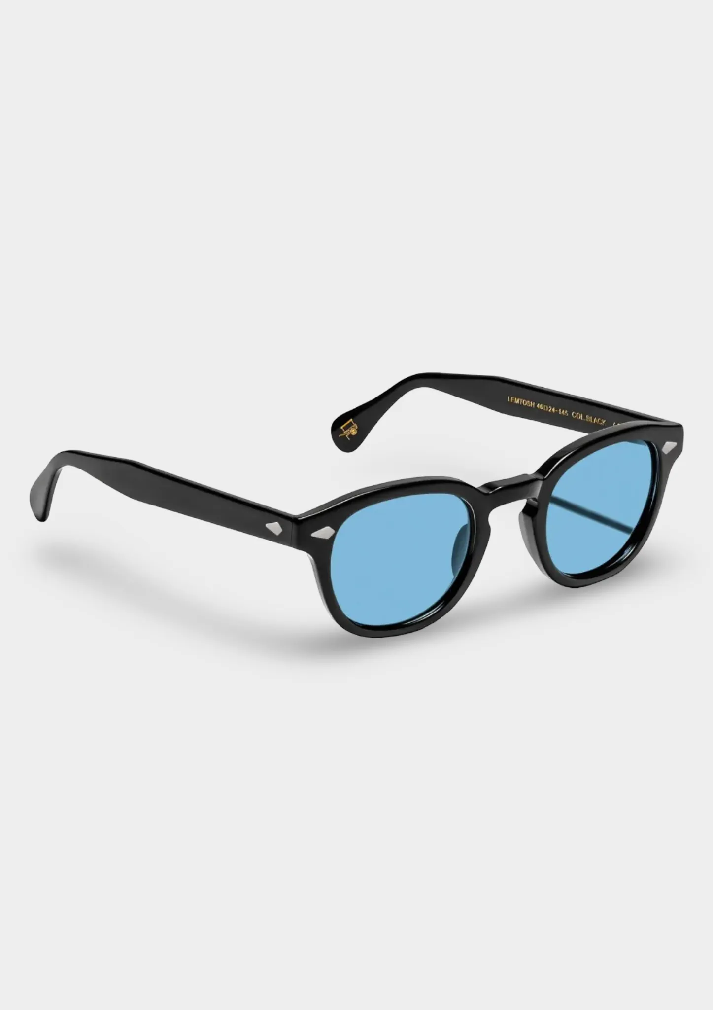 Gafas de sol Moscot Lemtosh negras con lentes Celebrity Blue teñidas a mano