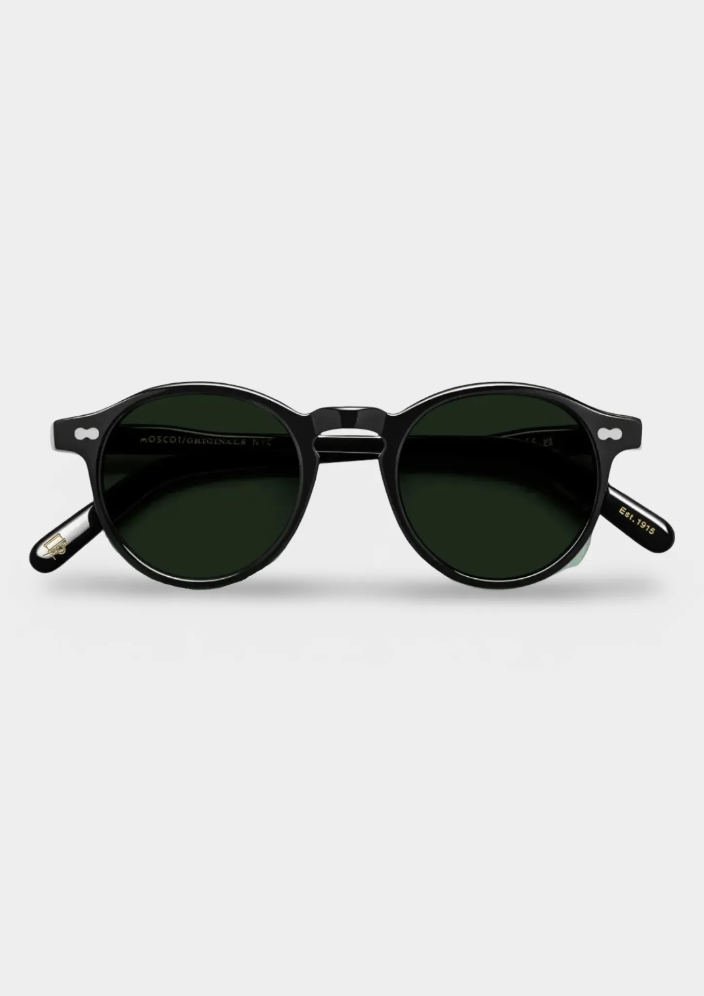 MOSCOT, Miltzen, gafas de sol redondas, negro, lentes G-15