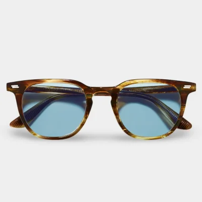 Gafas de sol Moscot Tatah Sun Bamboo con lentes azul mineral